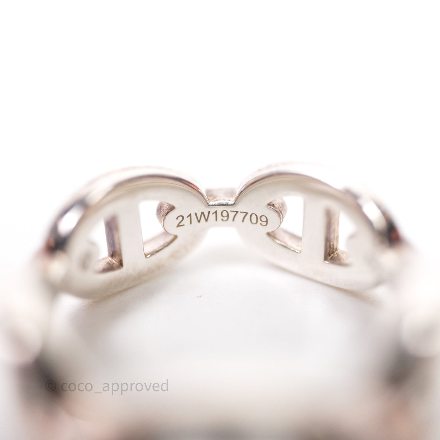 Hermès Sterling Silver PM Chaine d'Ancre Enchainee Band Ring Size 53