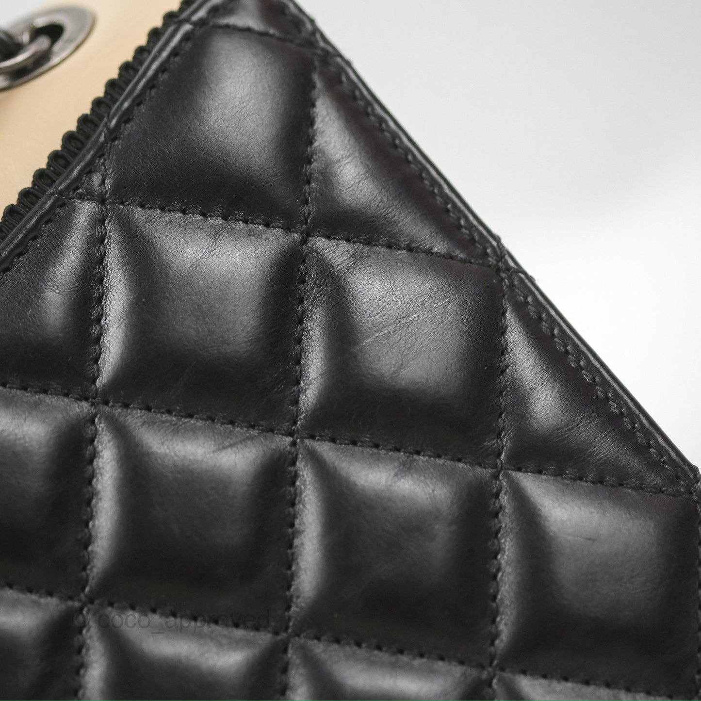 Chanel Quilted Ballerine Flap Light Beige Black Calfskin Ruthenium Hardware