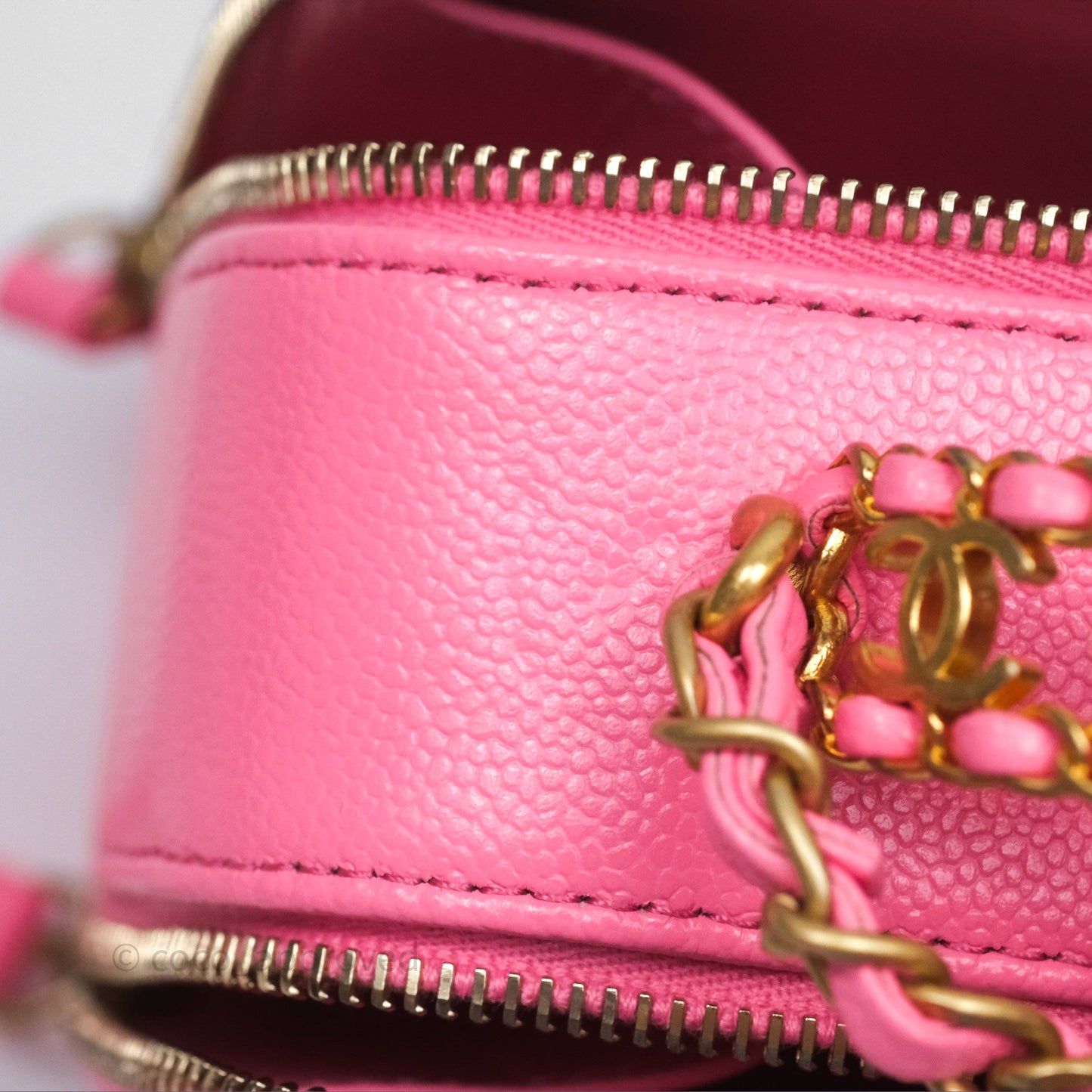 Chanel Quilted Pick Me Up Small Vanity Case Hot Pink Caviar Aged Gold Hardware