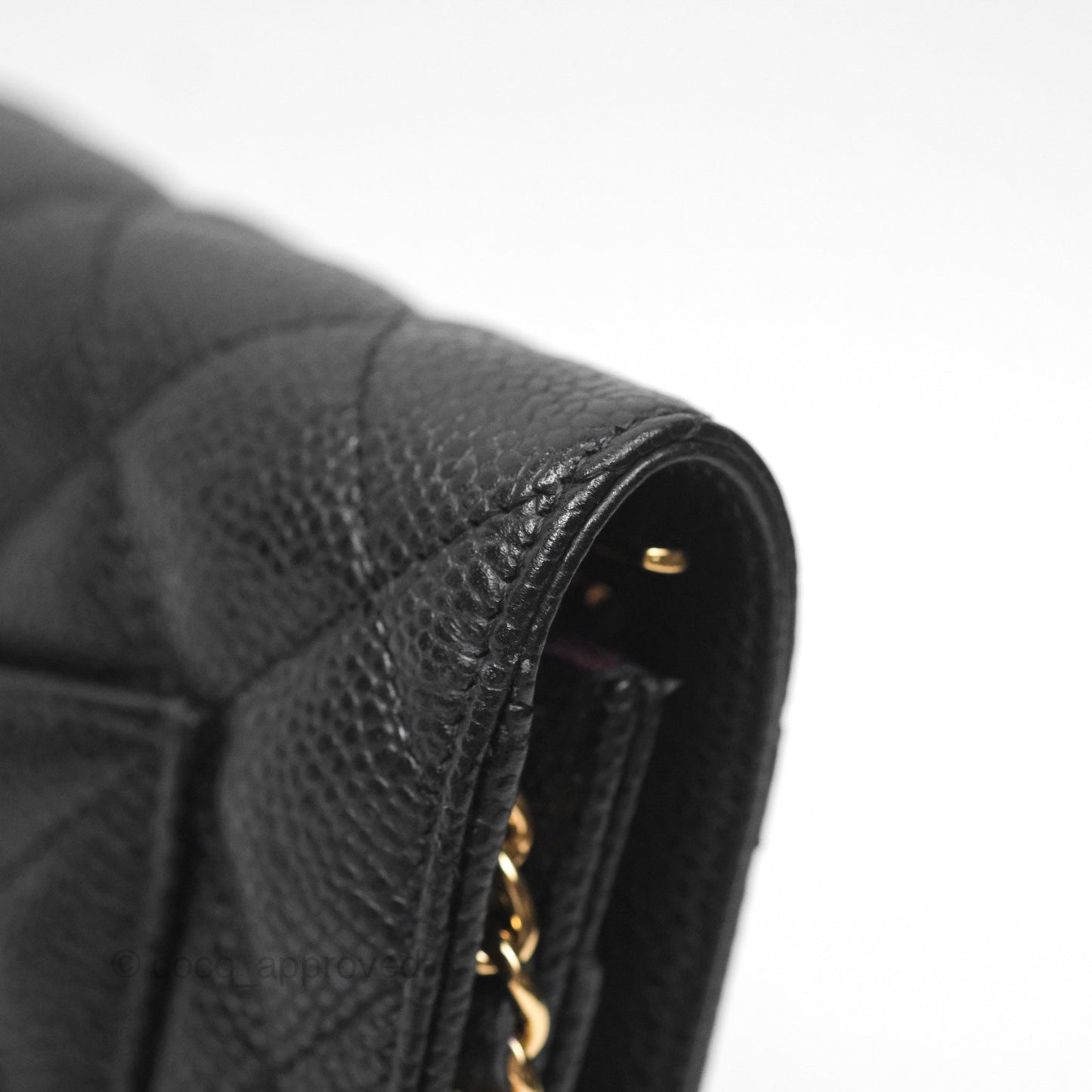 Chanel Classic Wallet On Chain WOC Quilted Black Caviar Gold Hardware