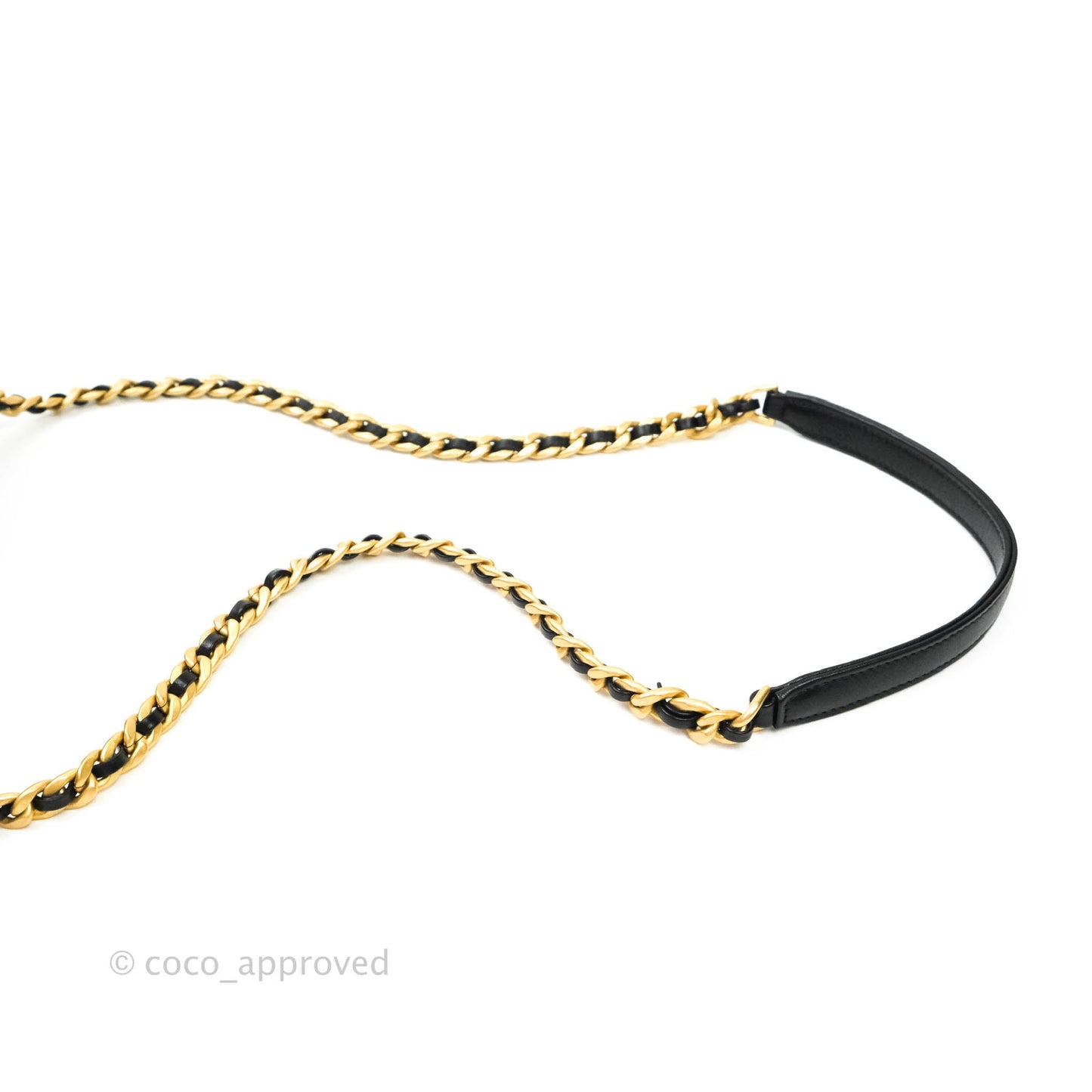 Chanel Leather Entwined Chain Bag Black Shiny Lambskin Aged Gold Hardware