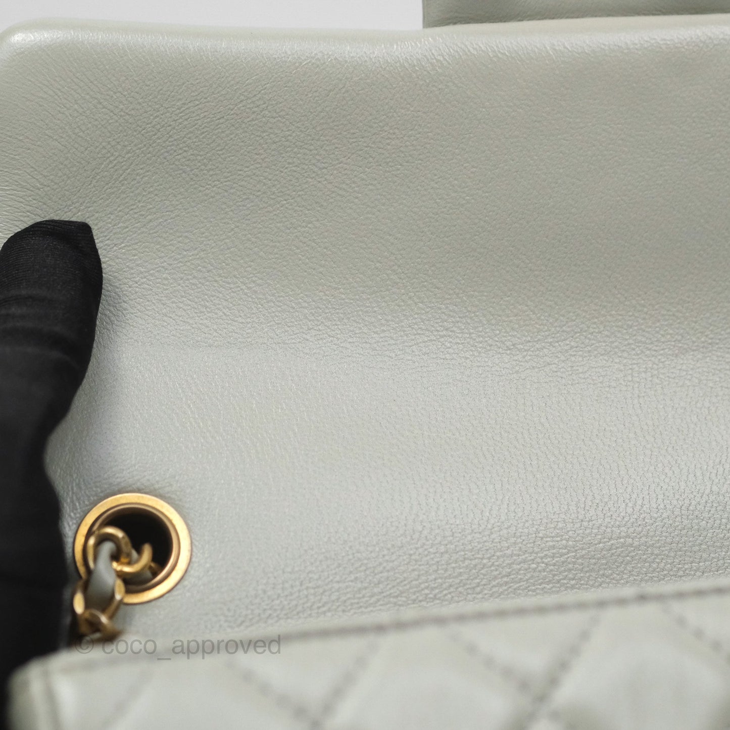Chanel Mini Rectangular Pearl Crush Grey Lambskin Aged Gold Hardware