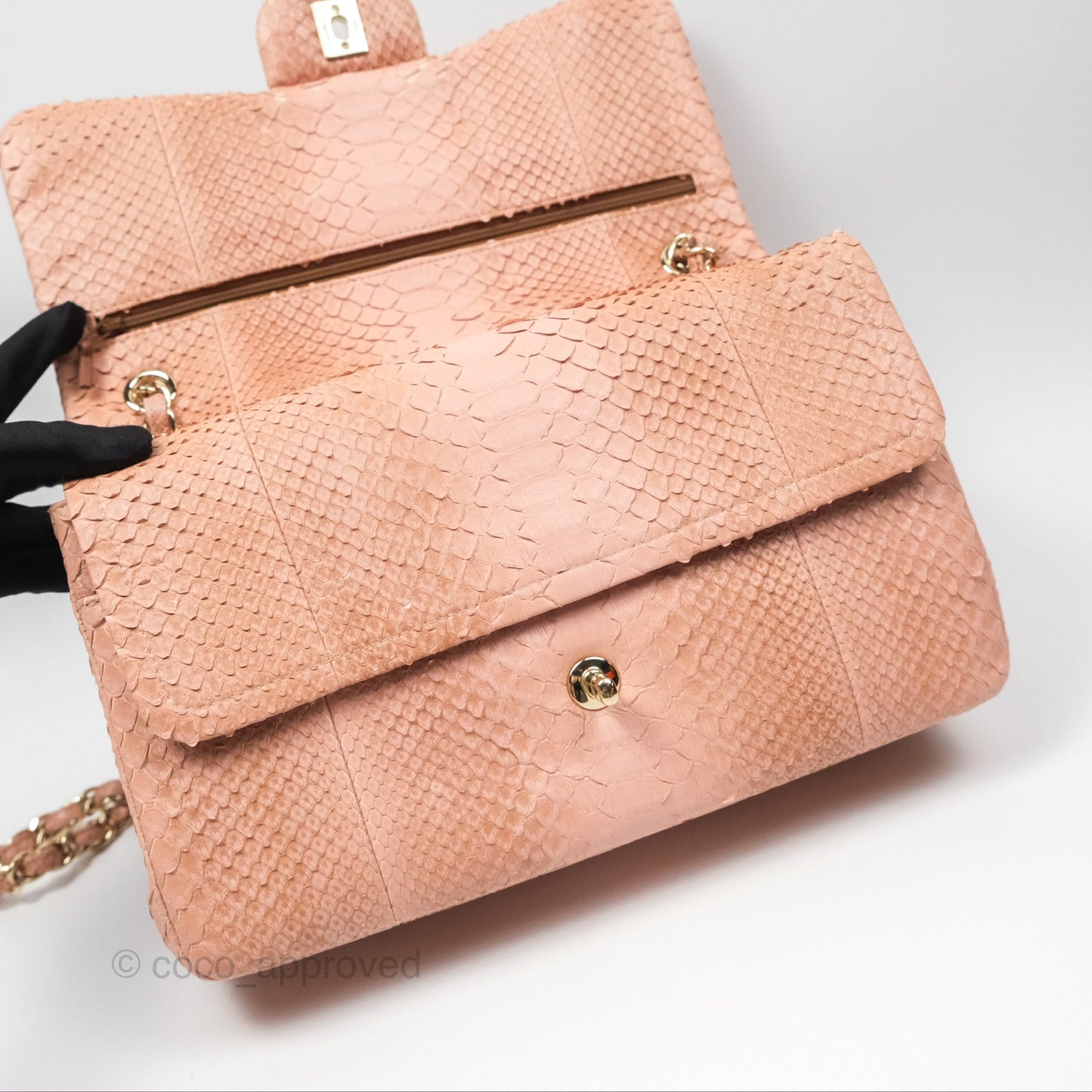 Chanel Jumbo Double Flap Python Pink Gold Hardware