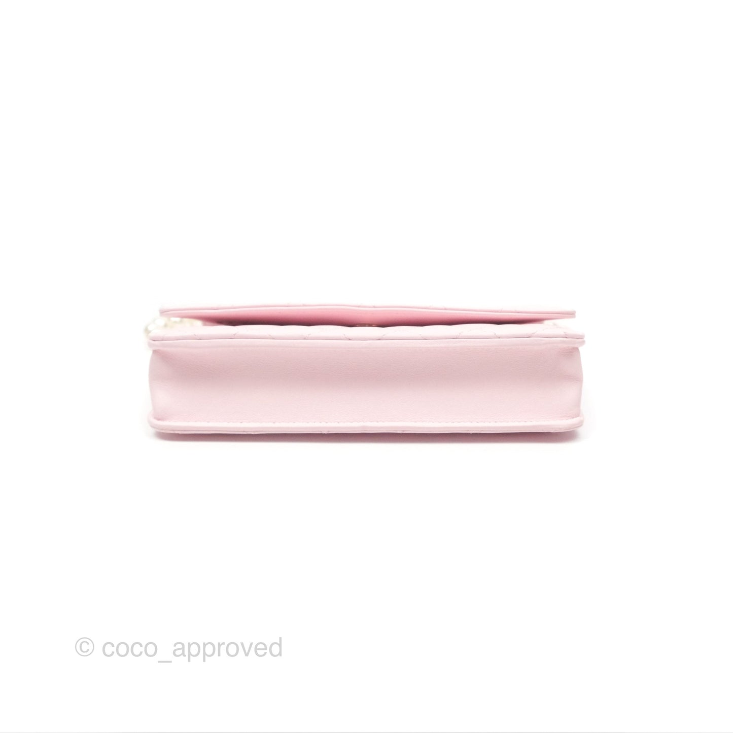 Chanel Wallet On Chain WOC Pearl Chain Iridescent Light Pink Lambskin Gold Hardware