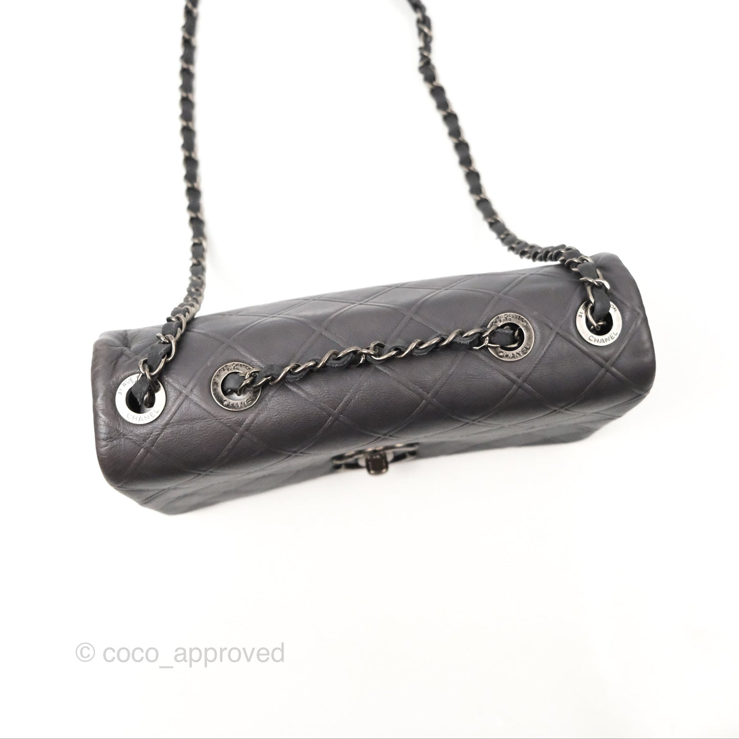 Chanel New Chic Flap Dark Grey Calfskin Ruthenium Hardware
