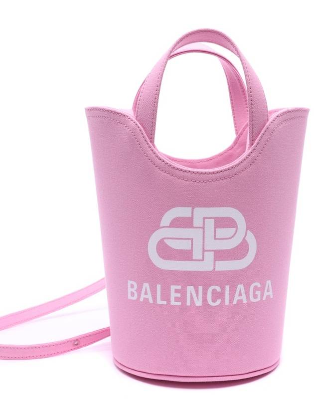 Luxury Balenciaga Logo Wave Bucket Tote Bag Pink