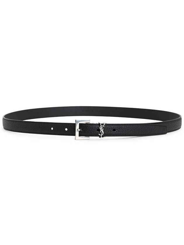 Luxury Saint Laurent Men's Monogram Grain Belt Black