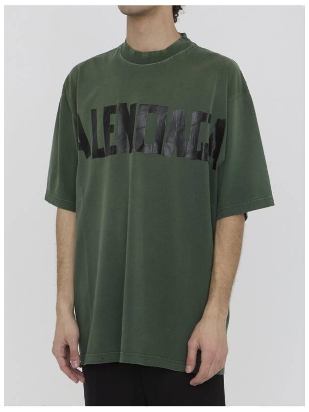Luxury Balenciaga Tape Type Short Sleeve T-Shirt Green