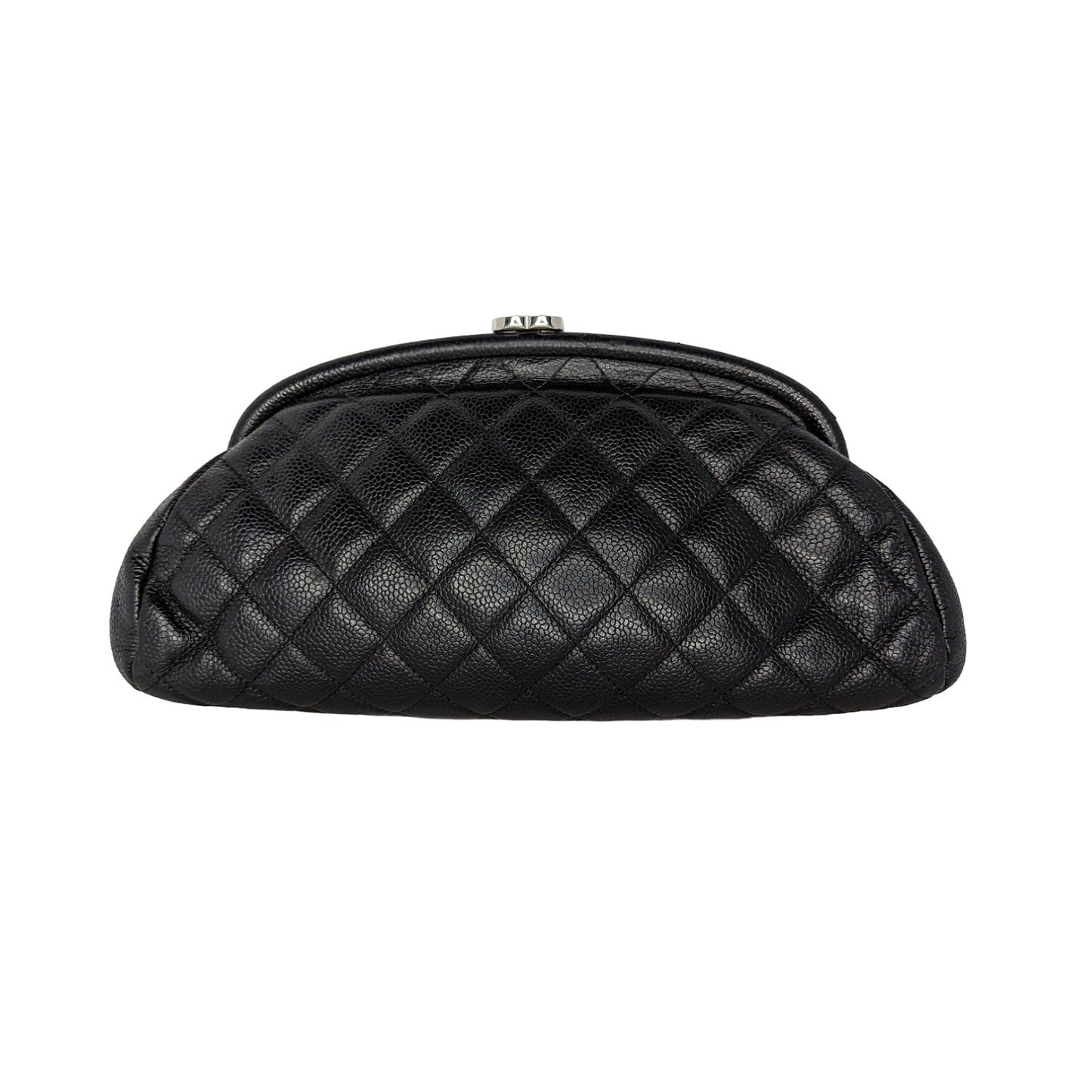 Luxury Chanel bag Black Quilted Caviar Leather Timeless Clutch