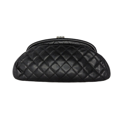 Luxury Chanel bag Black Quilted Caviar Leather Timeless Clutch