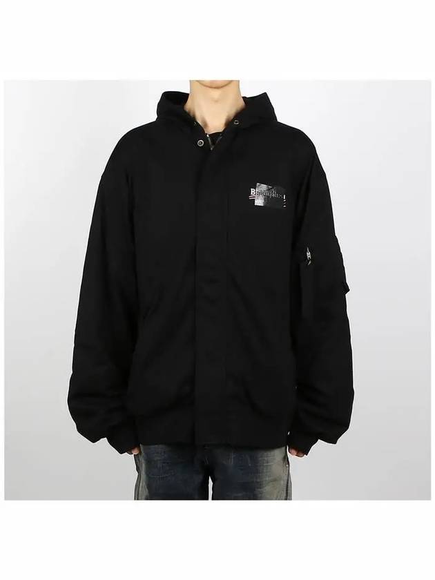 Luxury Balenciaga Gaffer Padded Cotton Bomber Jacket Black