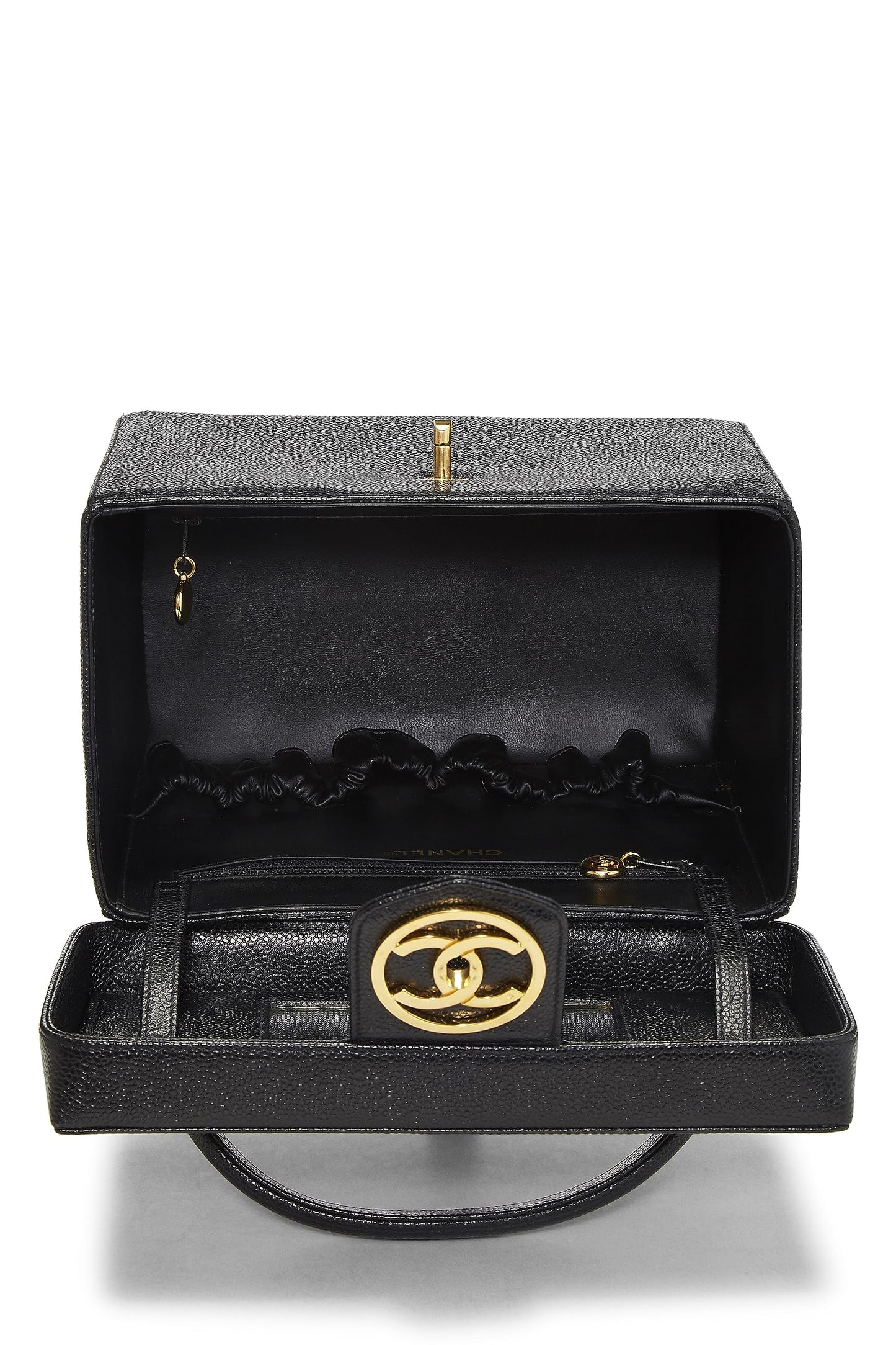 Chanel,  Black Caviar Circle 'CC' Vanity Large, Black