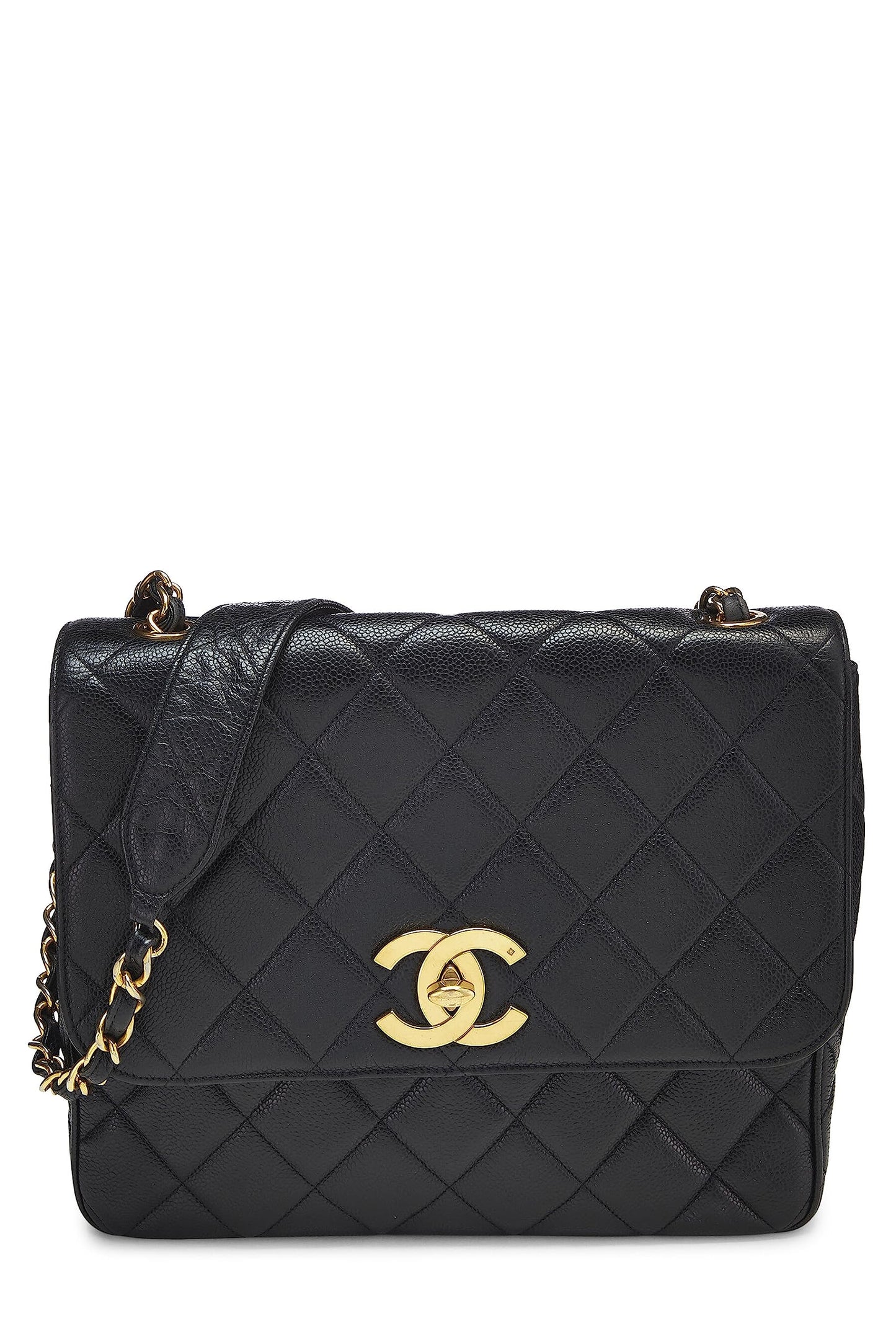Chanel,  Black Caviar Big CC Square Flap Large, Black