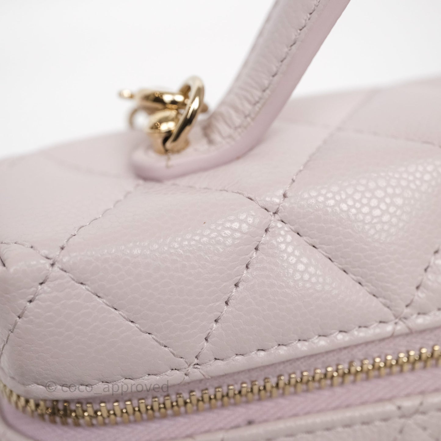 Chanel Top Handle Long Vanity with Chain Lilac Caviar Gold Hardware