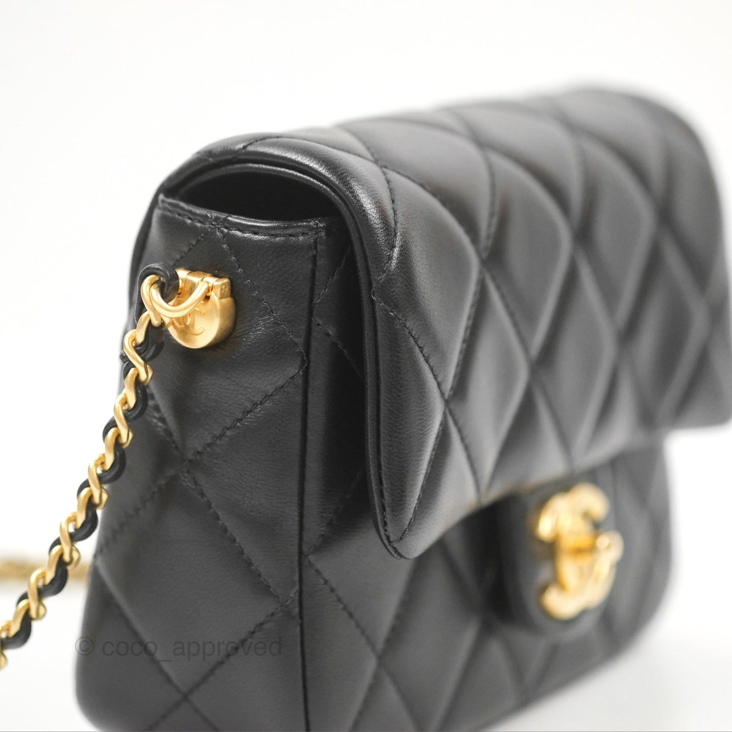Chanel Quilted My Perfect Mini With Pearl Black Lambskin Gold Hardware