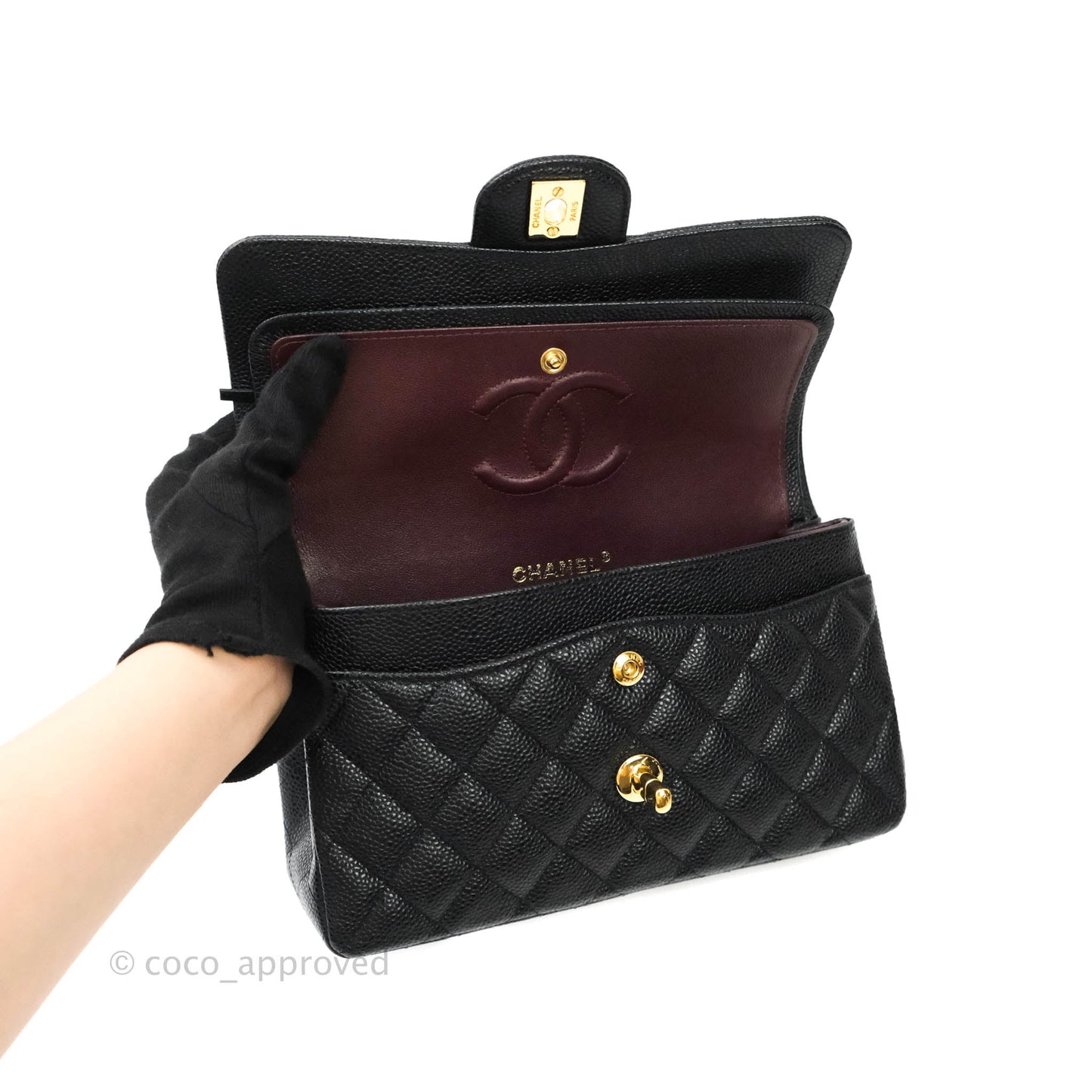 Chanel Classic Small S/M Flap Black Caviar Gold Hardware