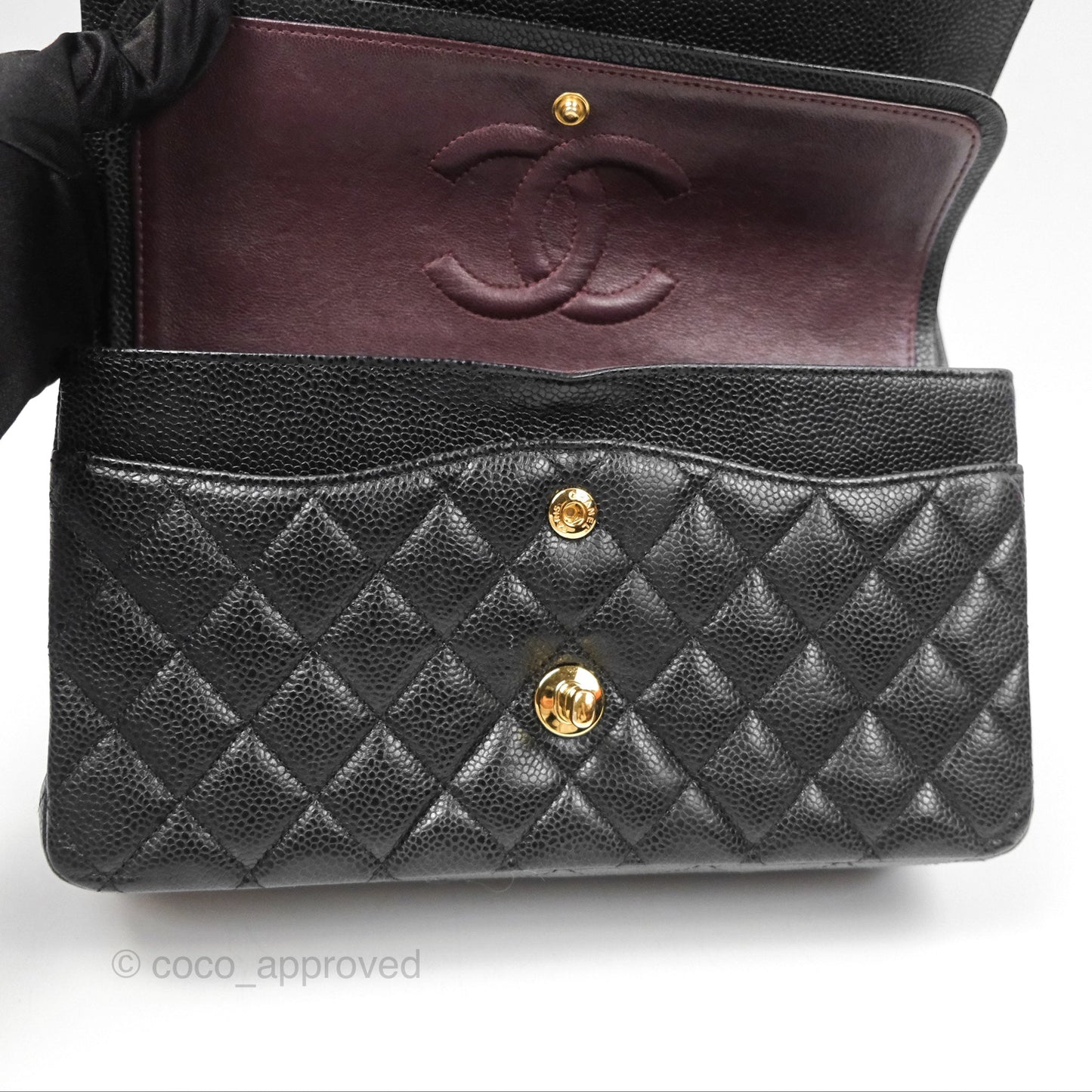 Chanel Classic M/L Medium Flap Quilted Black Caviar Gold Hardware