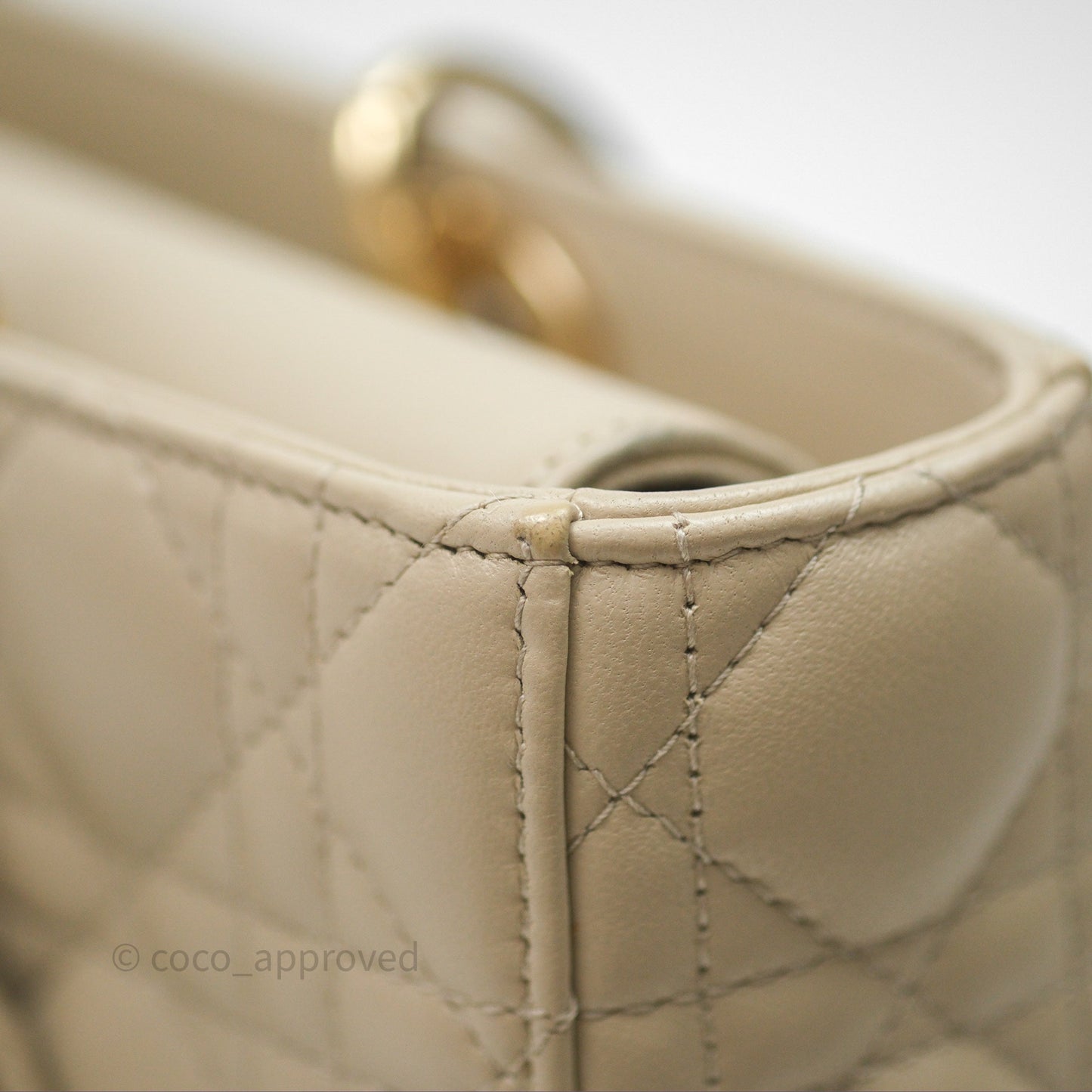 Dior Medium Lady D-Joy Bag Sand Lambskin Cannage Gold Hardware