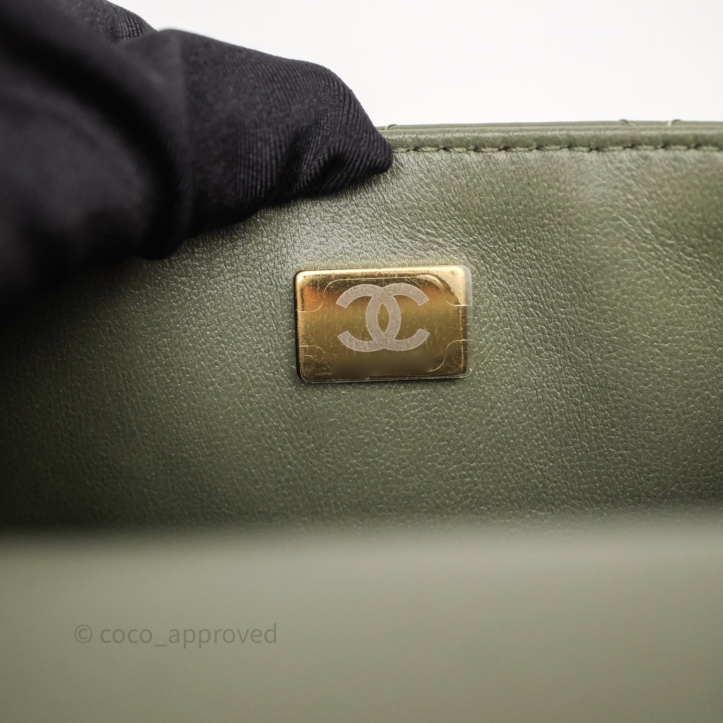 Chanel Quilted Mini Square Olive Green Lambskin Gold Hardware