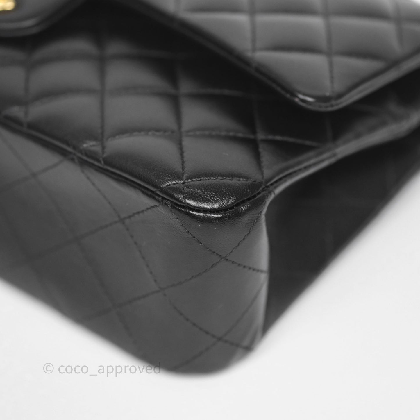 Chanel Classic M/L Medium Flap Quilted Black Lambskin Gold Hardware