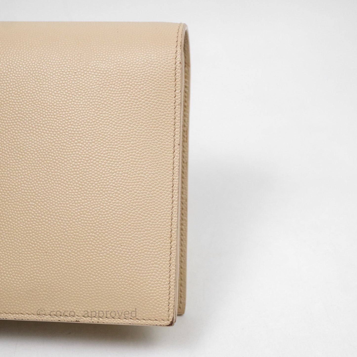 Saint Laurent Kate Clutch Monogram Beige Grain De Poudre Gold Hardware
