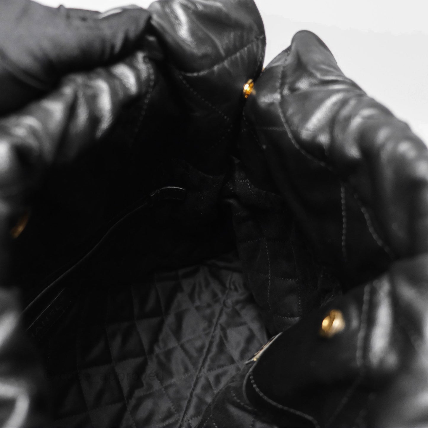 Chanel 22 Small Black Shiny Calfskin Aged Gold Hardware