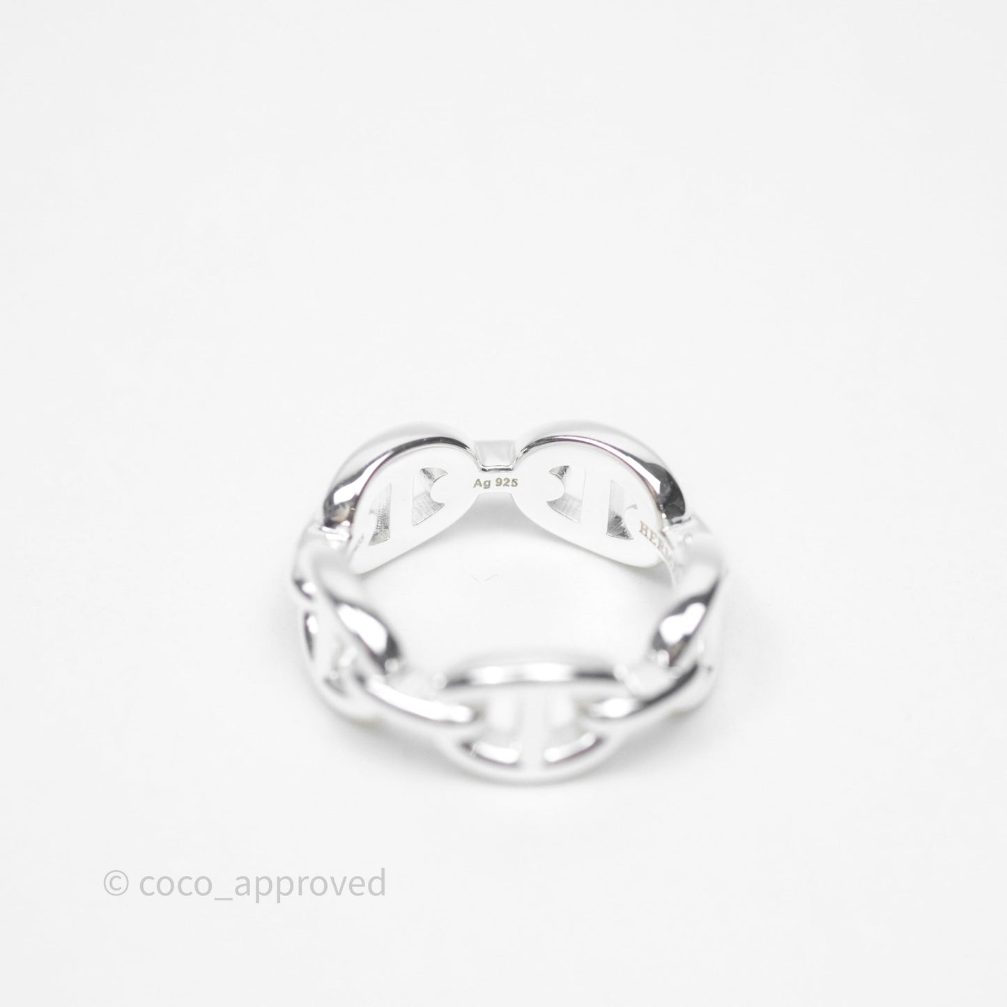Hermès Sterling Silver PM Chaine d'Ancre Enchainee Band Ring Size 51