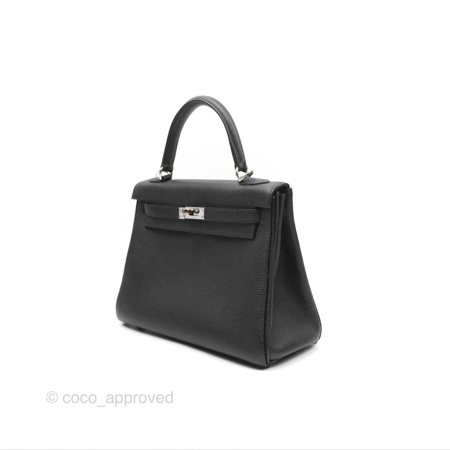 Hermès Retourne Kelly 25 Black Togo Palladium Hardware