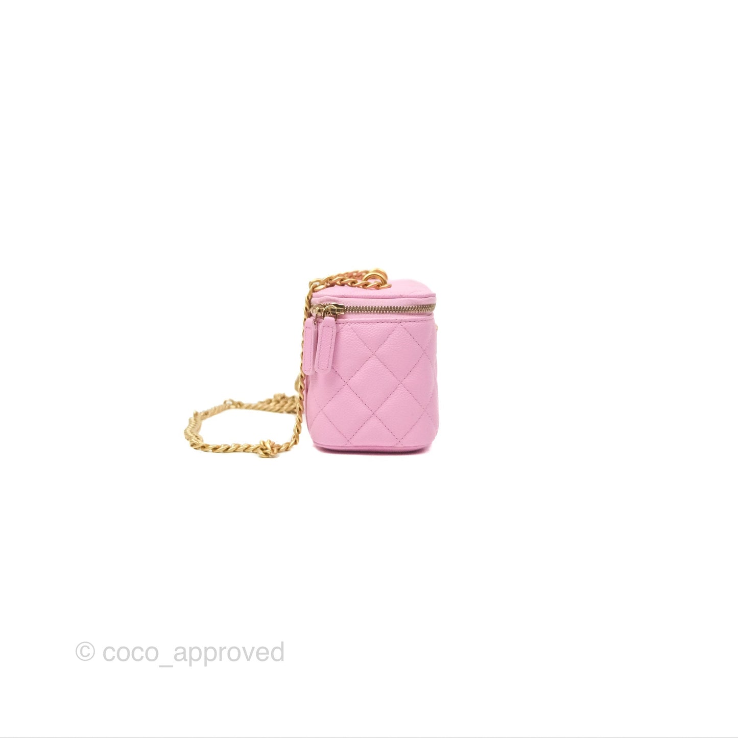 Chanel Vanity Heart Crush Adjustable Chain Pink Caviar Aged Gold Hardware