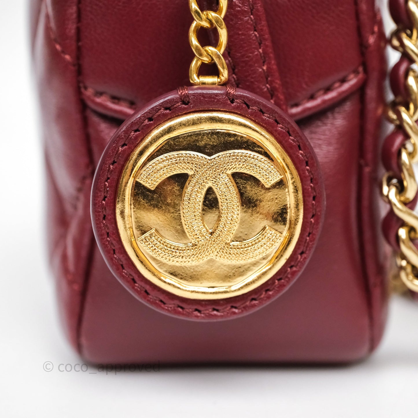 Chanel Small Camera Bag Burgundy Lambskin Gold Hardware