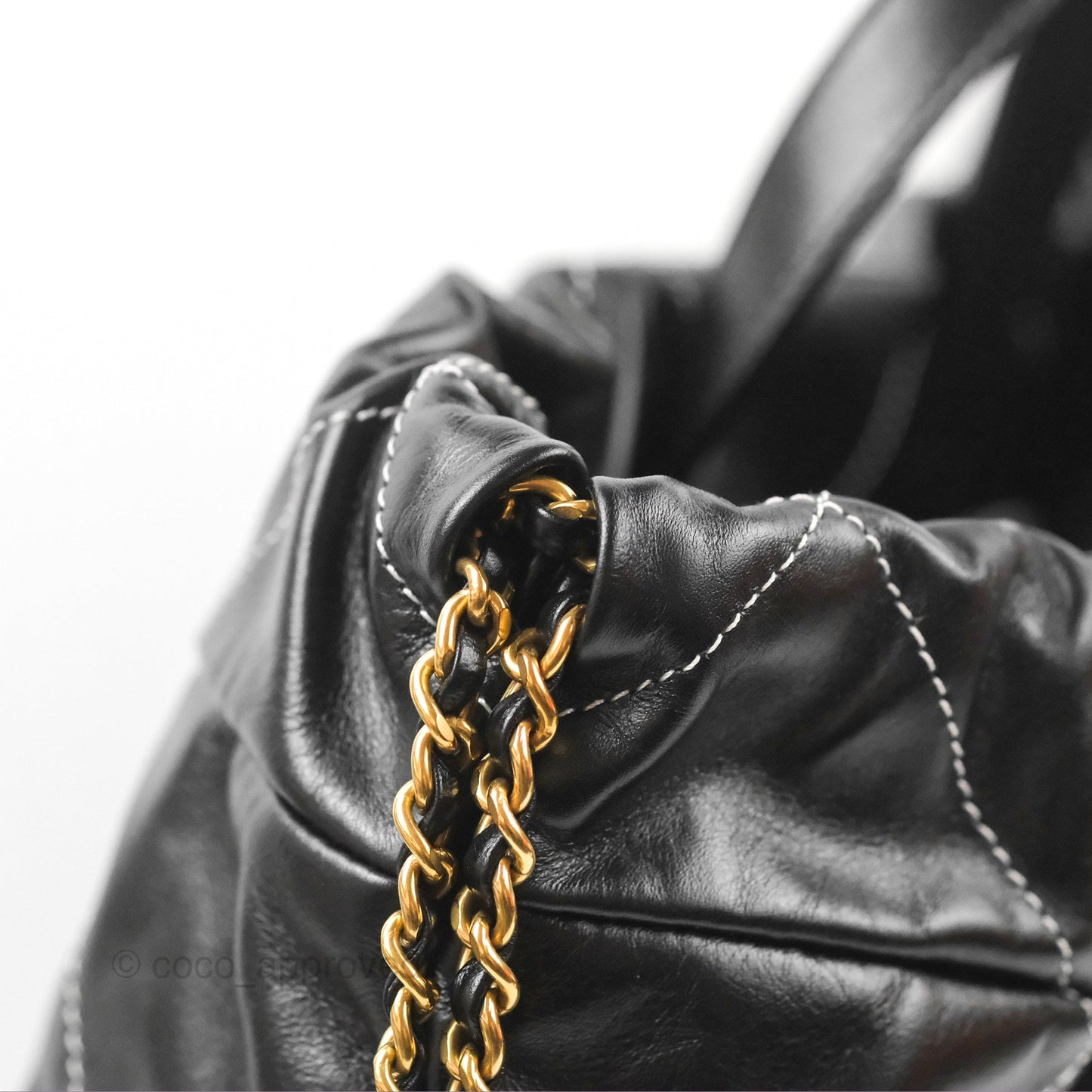 Chanel 22 Medium Shiny Calfskin Quilted Backpack Black