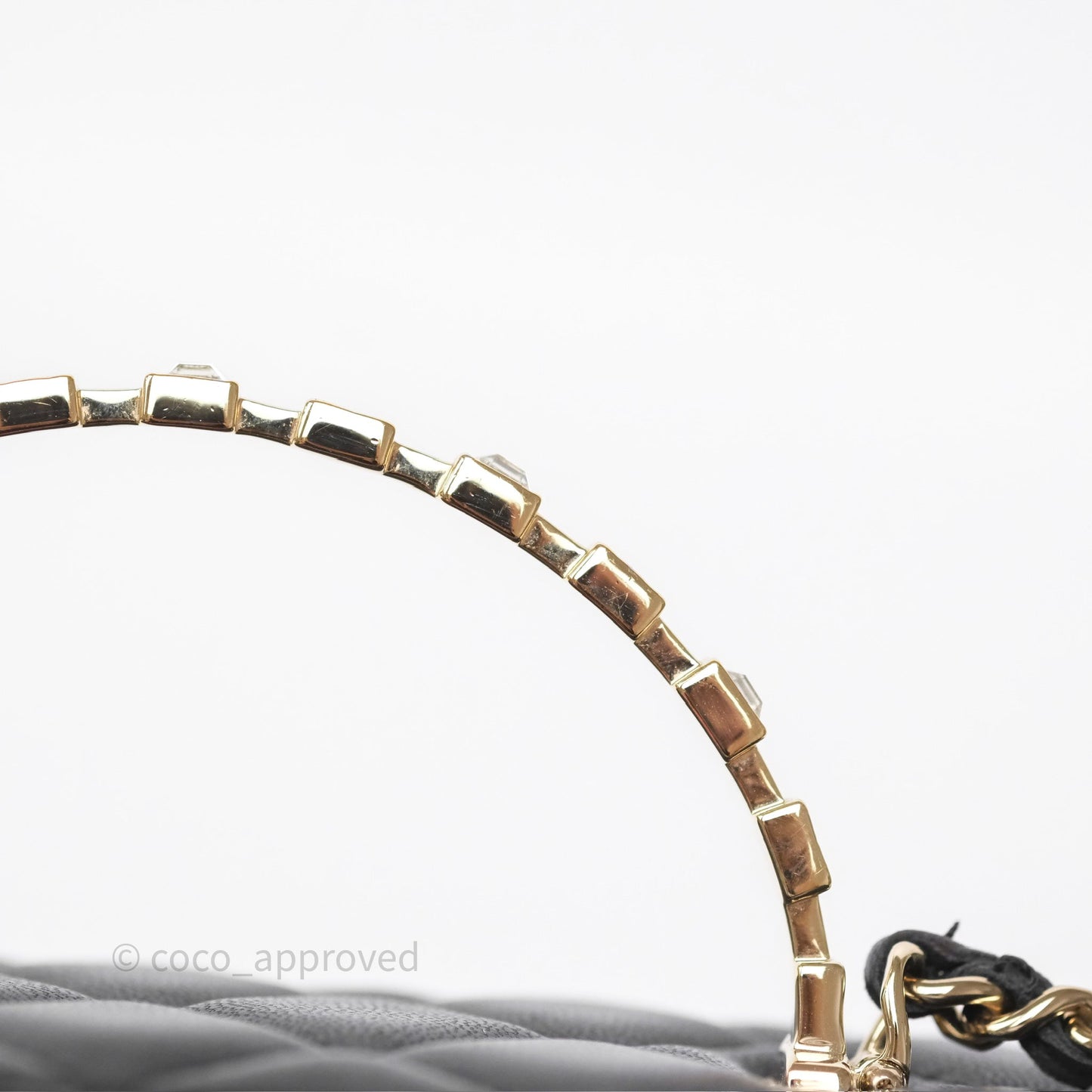 Chanel Crystals Top Handle Vanity Rectangular Black Lambskin Gold Hardware