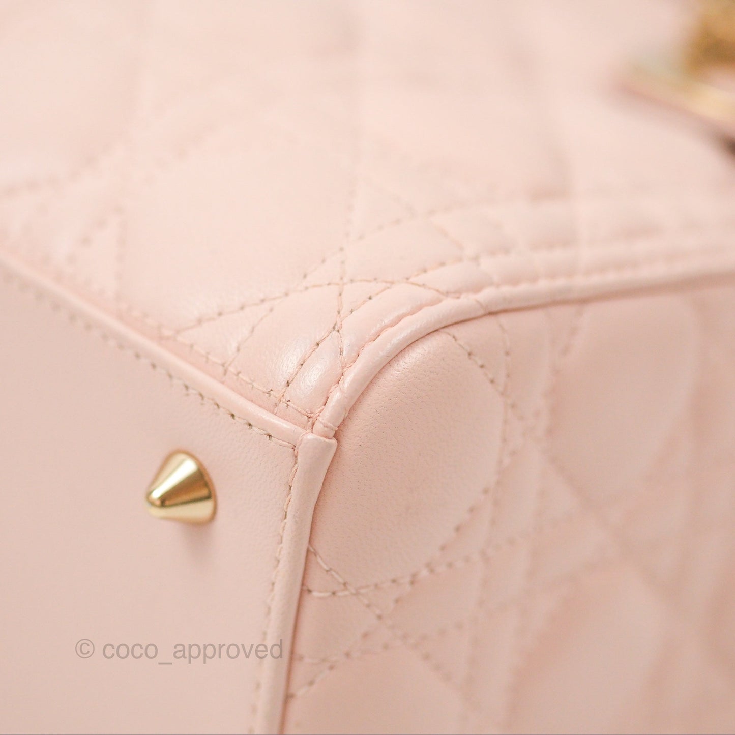 Christian Dior Medium Lady Dior Cannage Light Pink Lambskin Gold Hardware