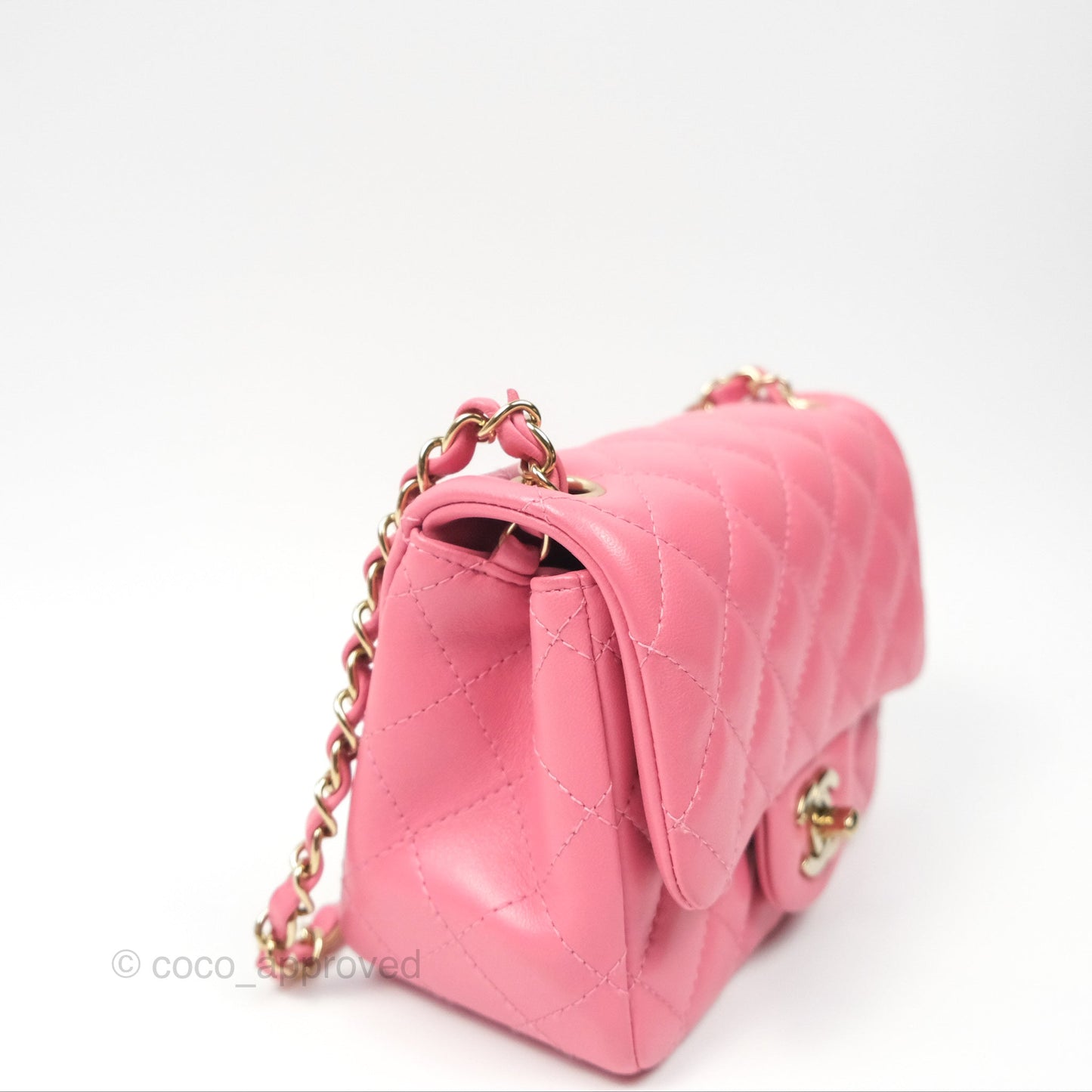 Chanel Quilted Mini Square Lambskin Pink Gold Hardware