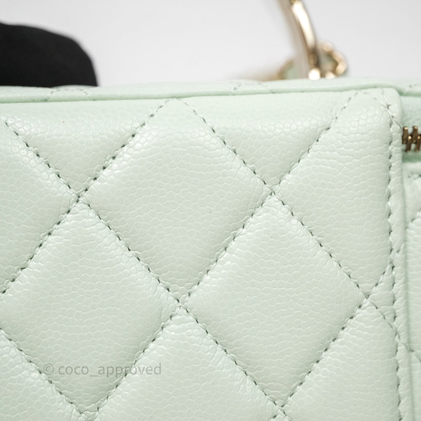 Chanel Vanity Rectangular Top Handle Mint Green Caviar Gold Hardware