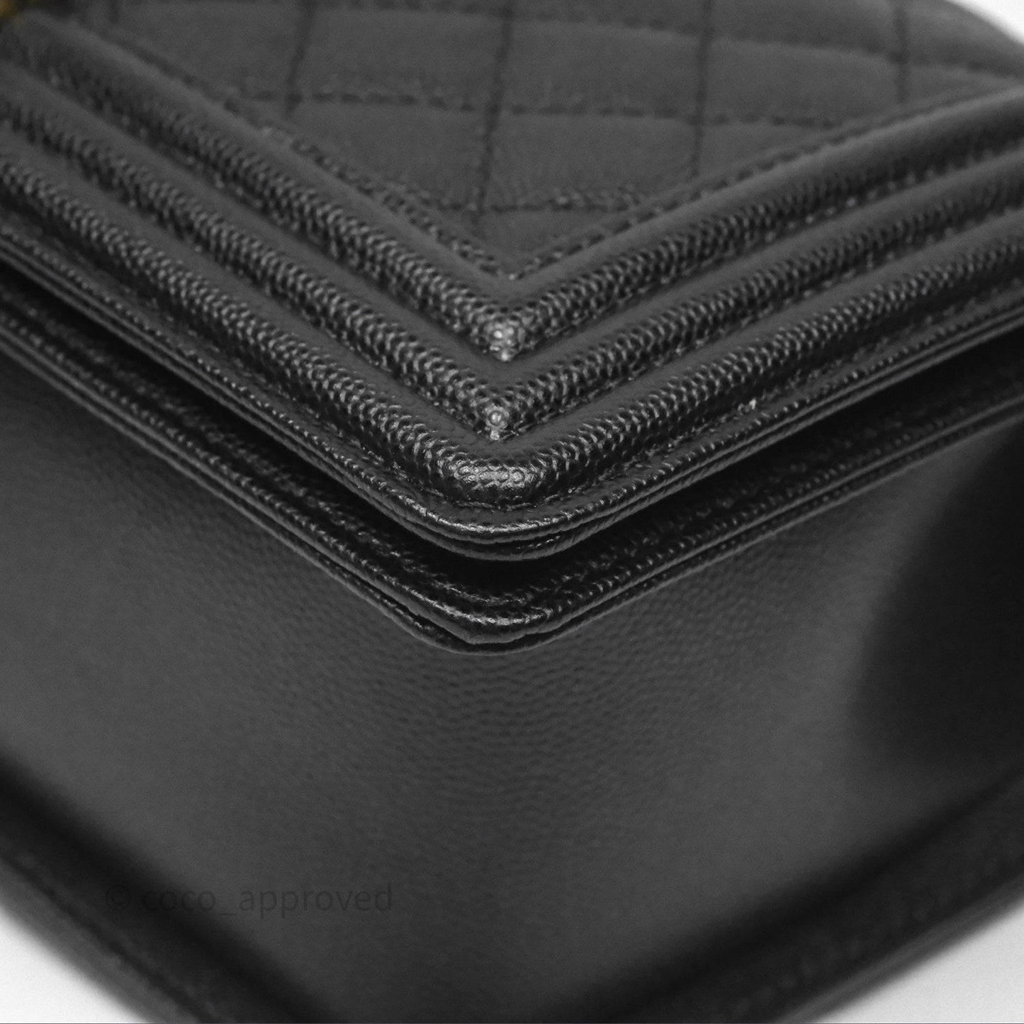 Chanel Quilted Medium Boy Black Caviar Aged Gold Hardware