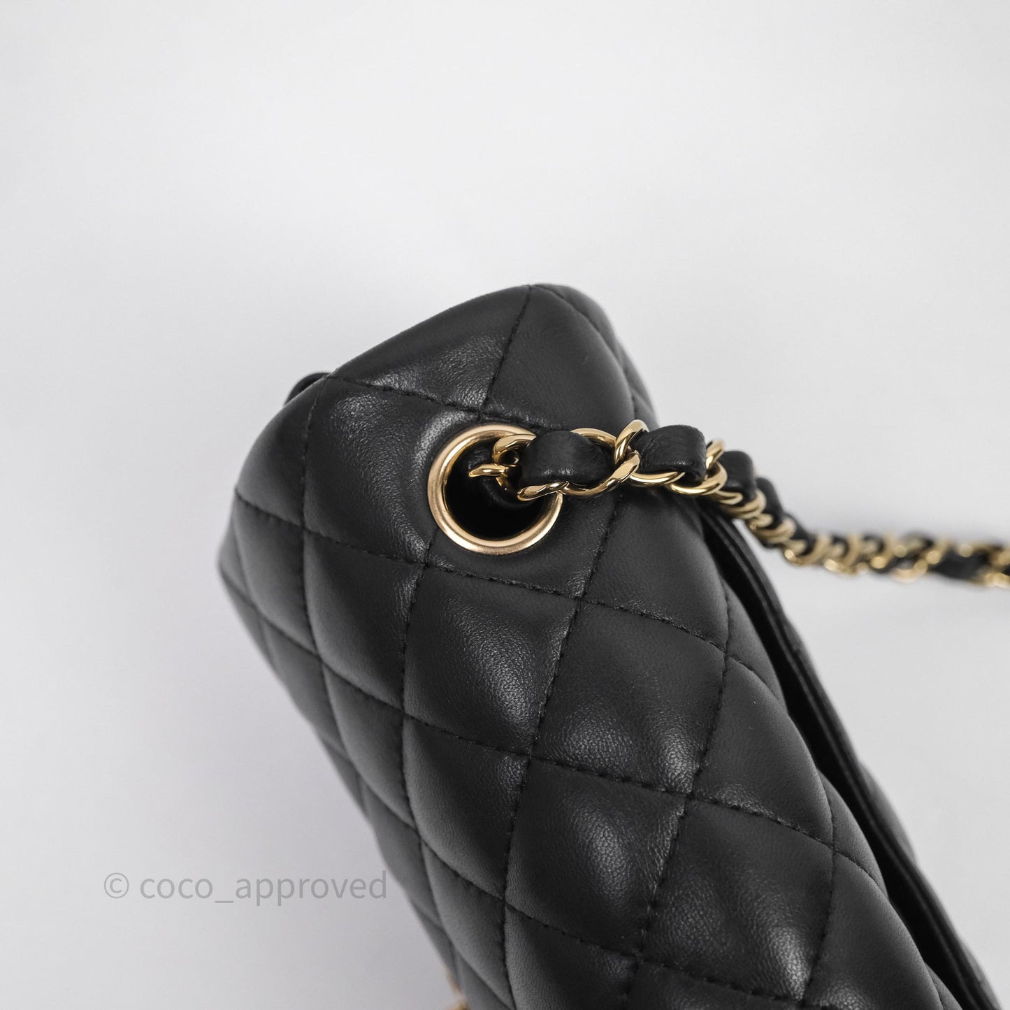 Chanel Mini Rectangular Flap Quilted Black Lambskin Gold Hardware