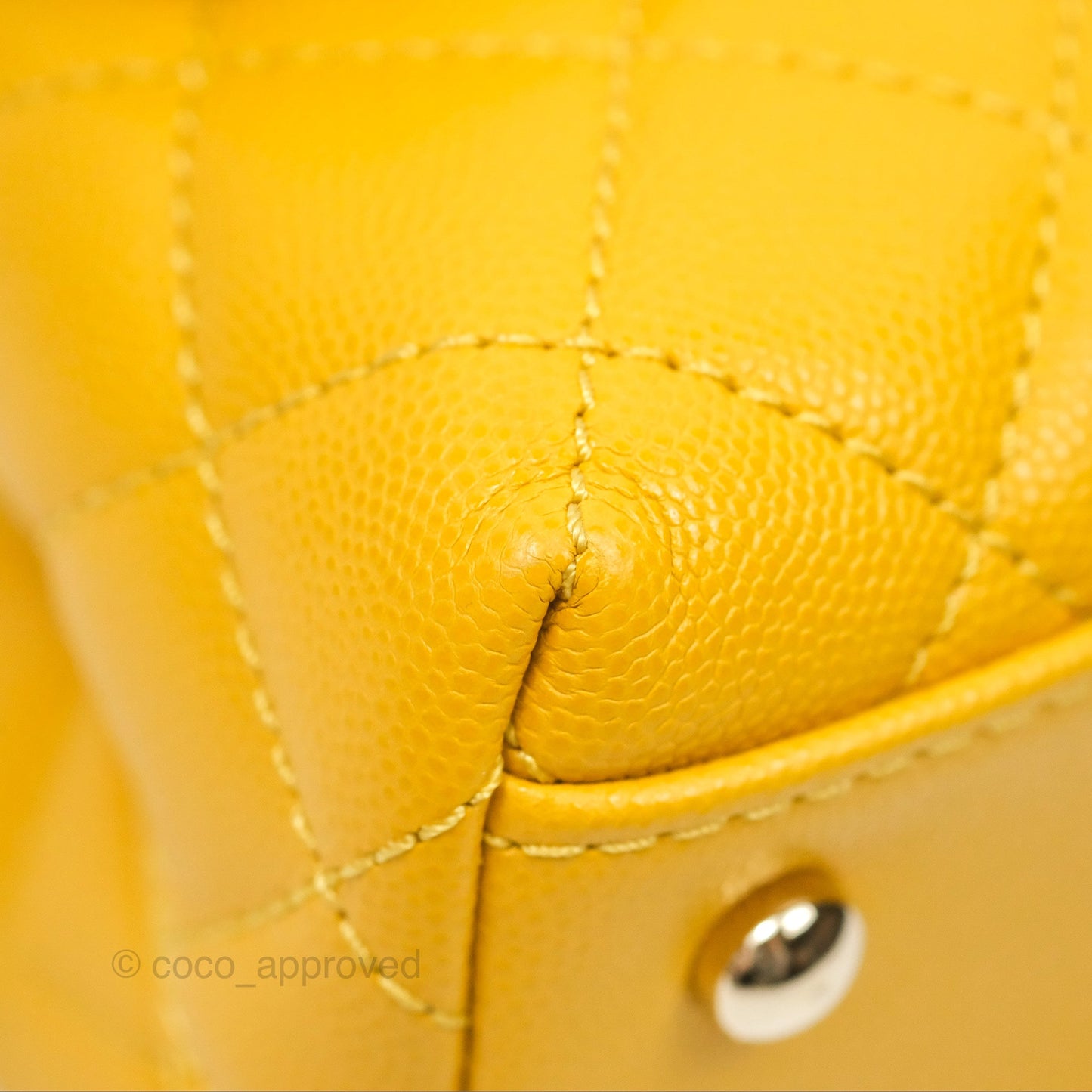 Chanel Small Coco Handle Mustard Yellow Caviar Gold Hardware