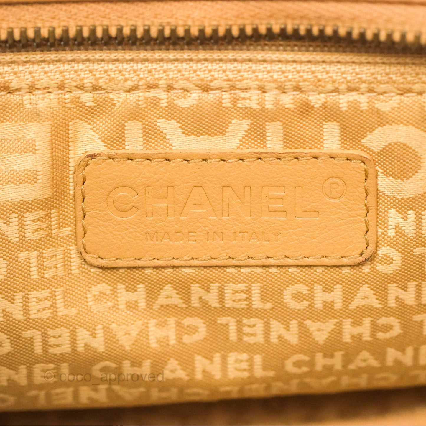 Chanel Vertical Quilted Lax East West Shoulder Bag Beige Calfskin