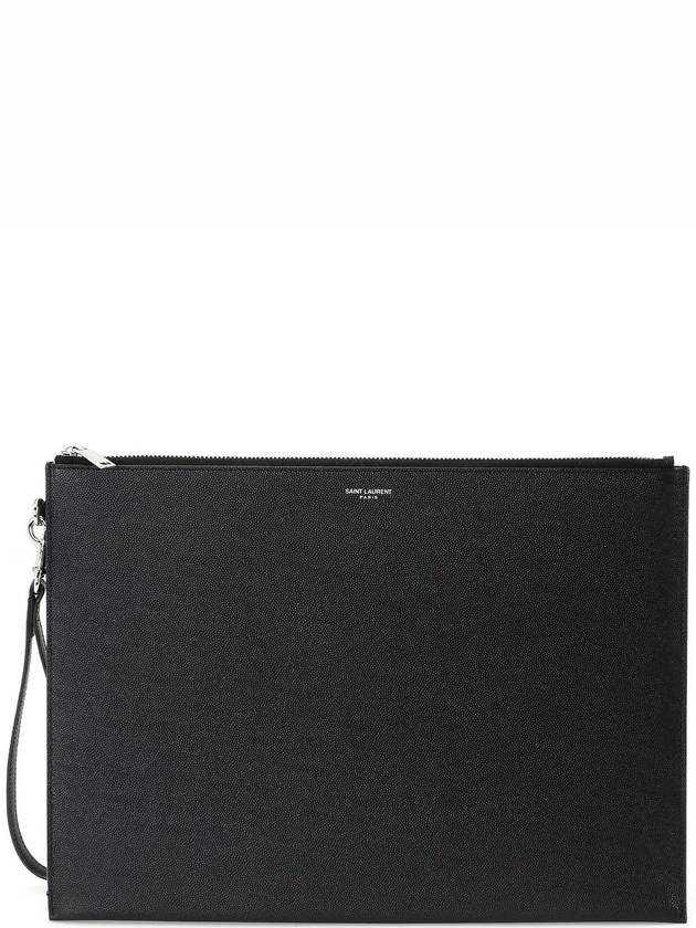 Luxury Saint Laurent Grain Leather Clutch Bag Black