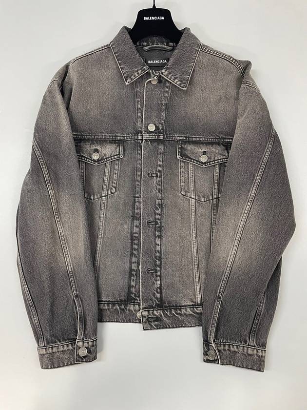 Luxury Balenciaga Notre Dame Print Denim Jacket Black