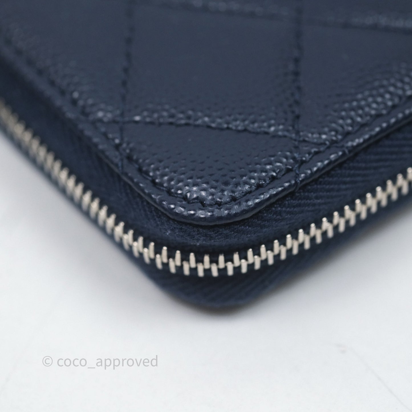 Chanel Logo CC Zipped Coin Purse Navy Caviar Silver Hardware 24P