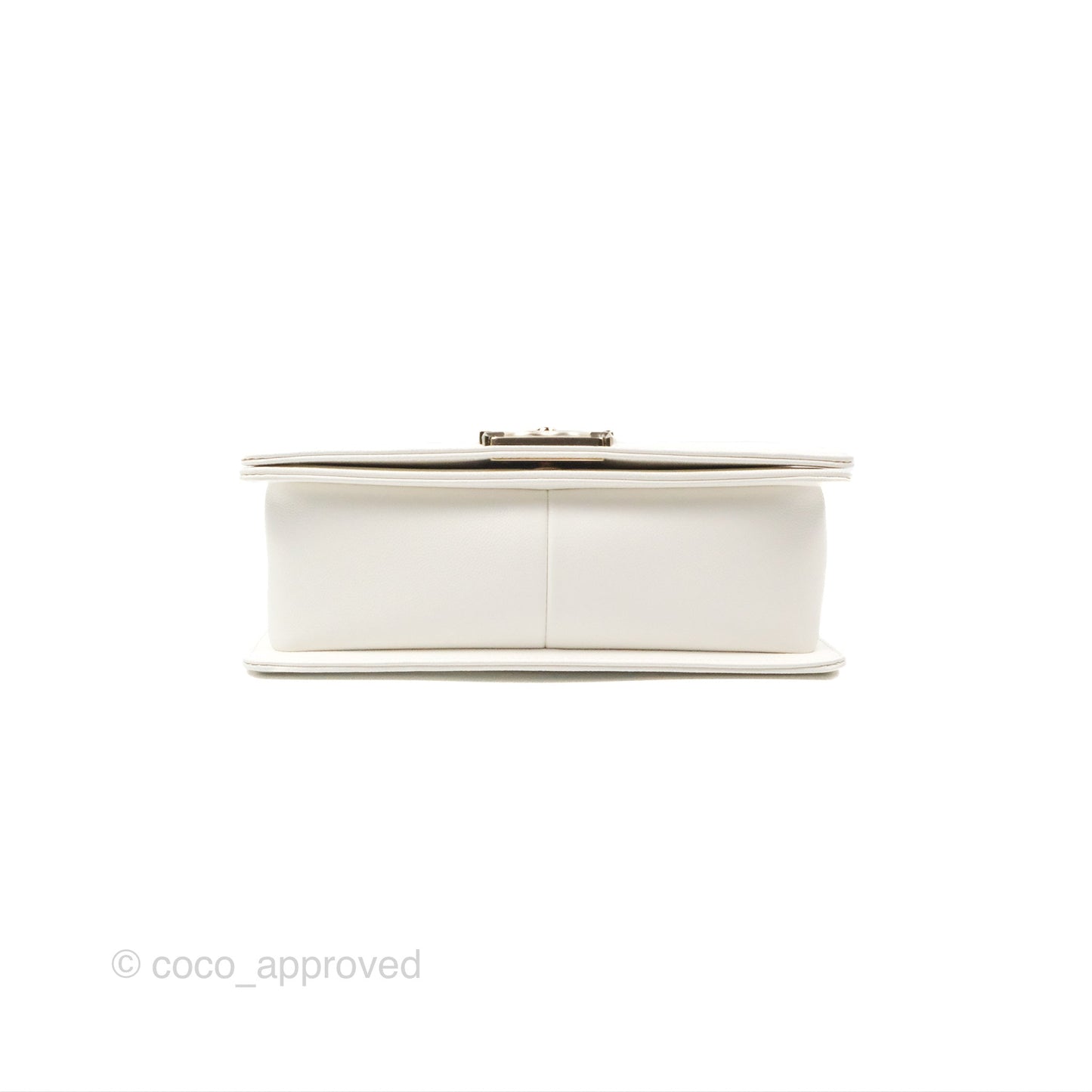 Chanel Medium Boy Quilted White Caviar Gold Hardware