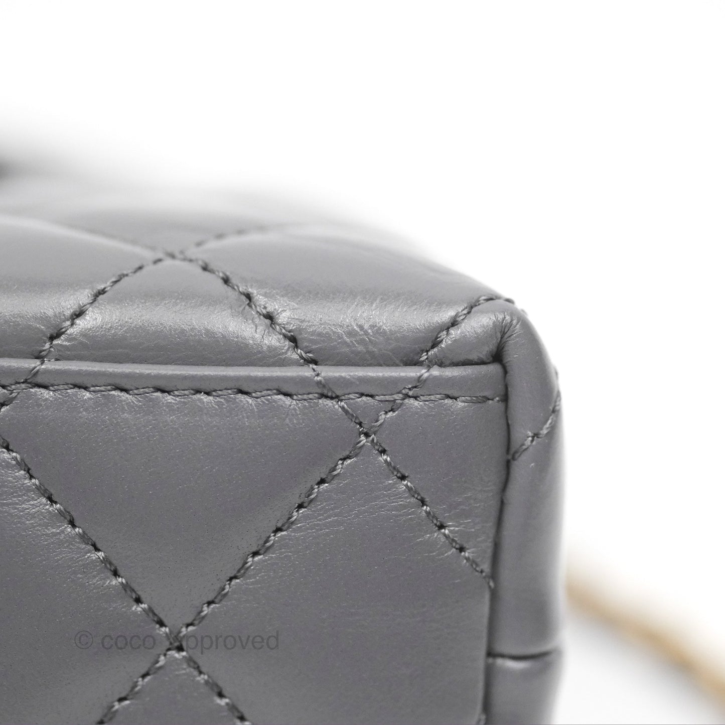 Chanel Kelly Bag Quilted Grey Shiny Calfskin Aged Gold Hardware