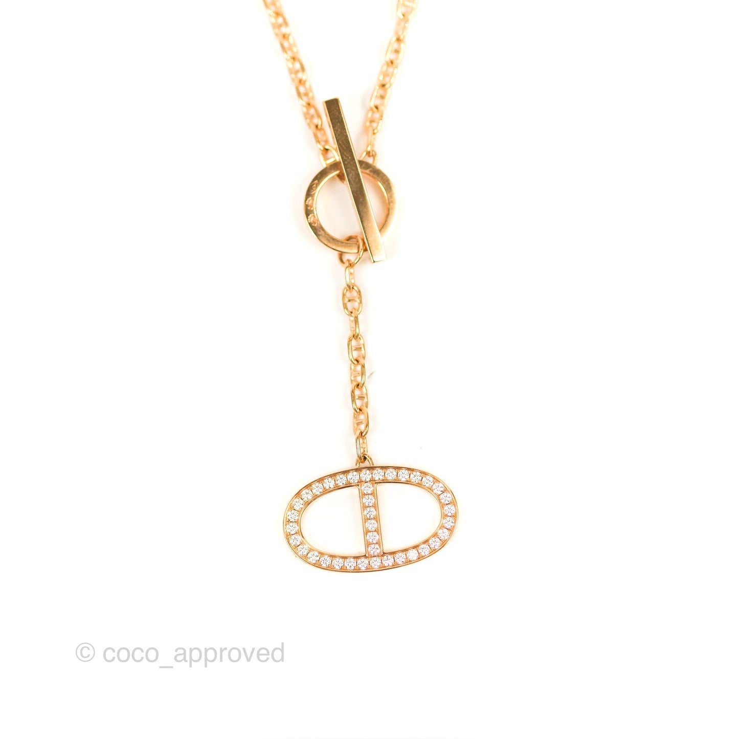 Hermès Chaine D'ancre Contour Pedant Large Model Diamonds Rose Gold