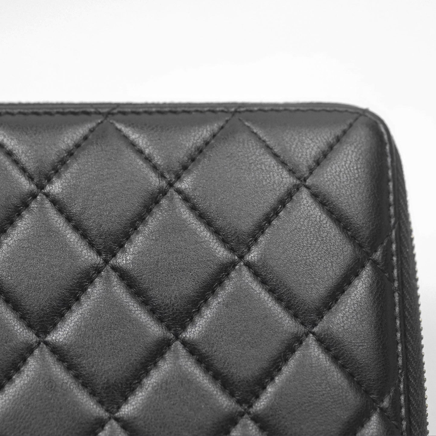 Chanel Zip Around Organiser Wallet Black Lambskin Gold Hardware