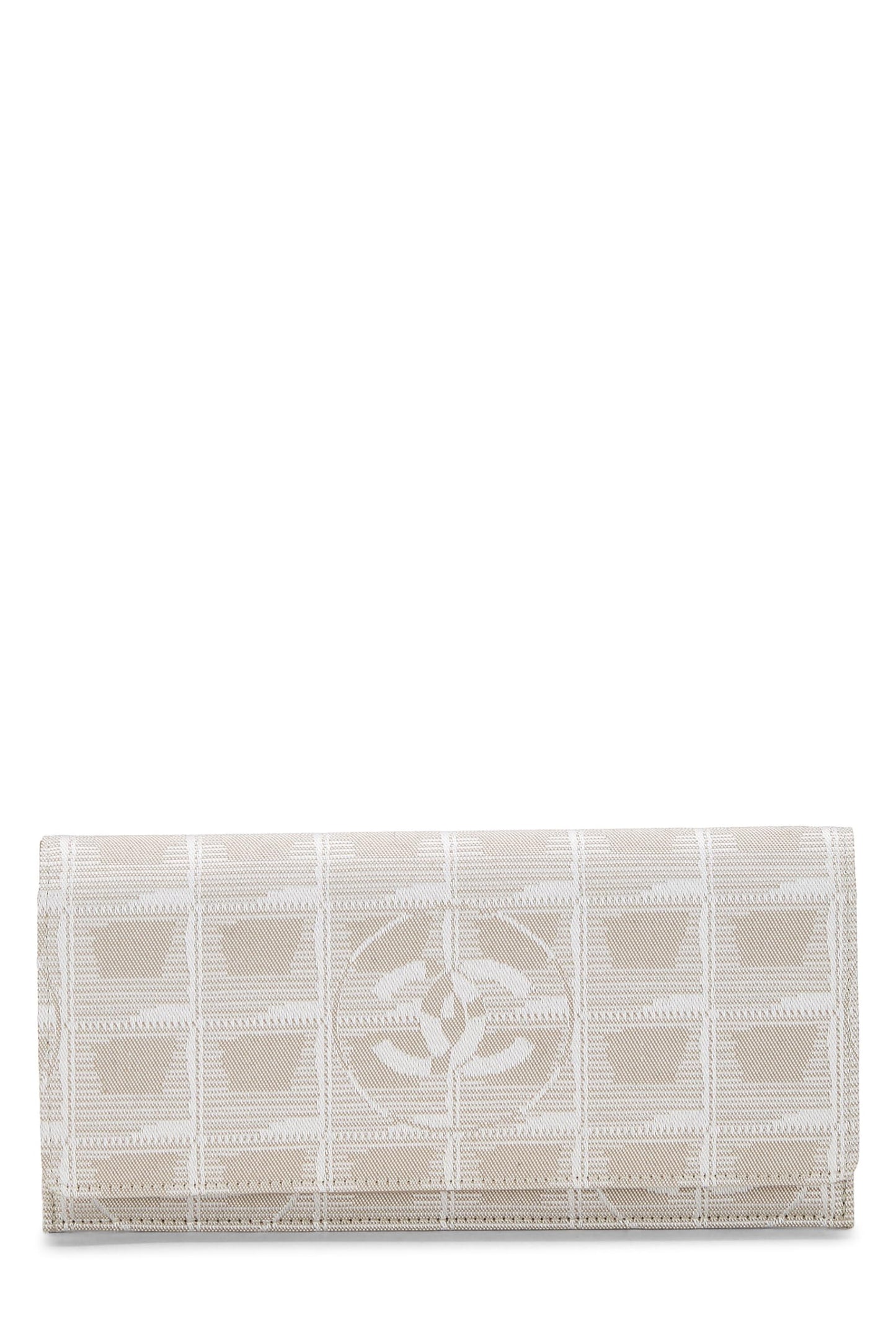 Chanel,  Beige Nylon Travel Line Long Wallet, Beige