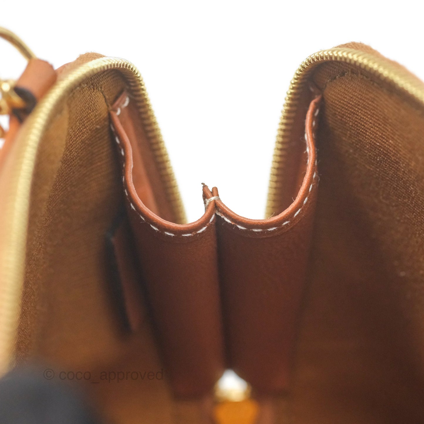Celine Clutch With Chain Triomphe Canvas Lambskin Tan