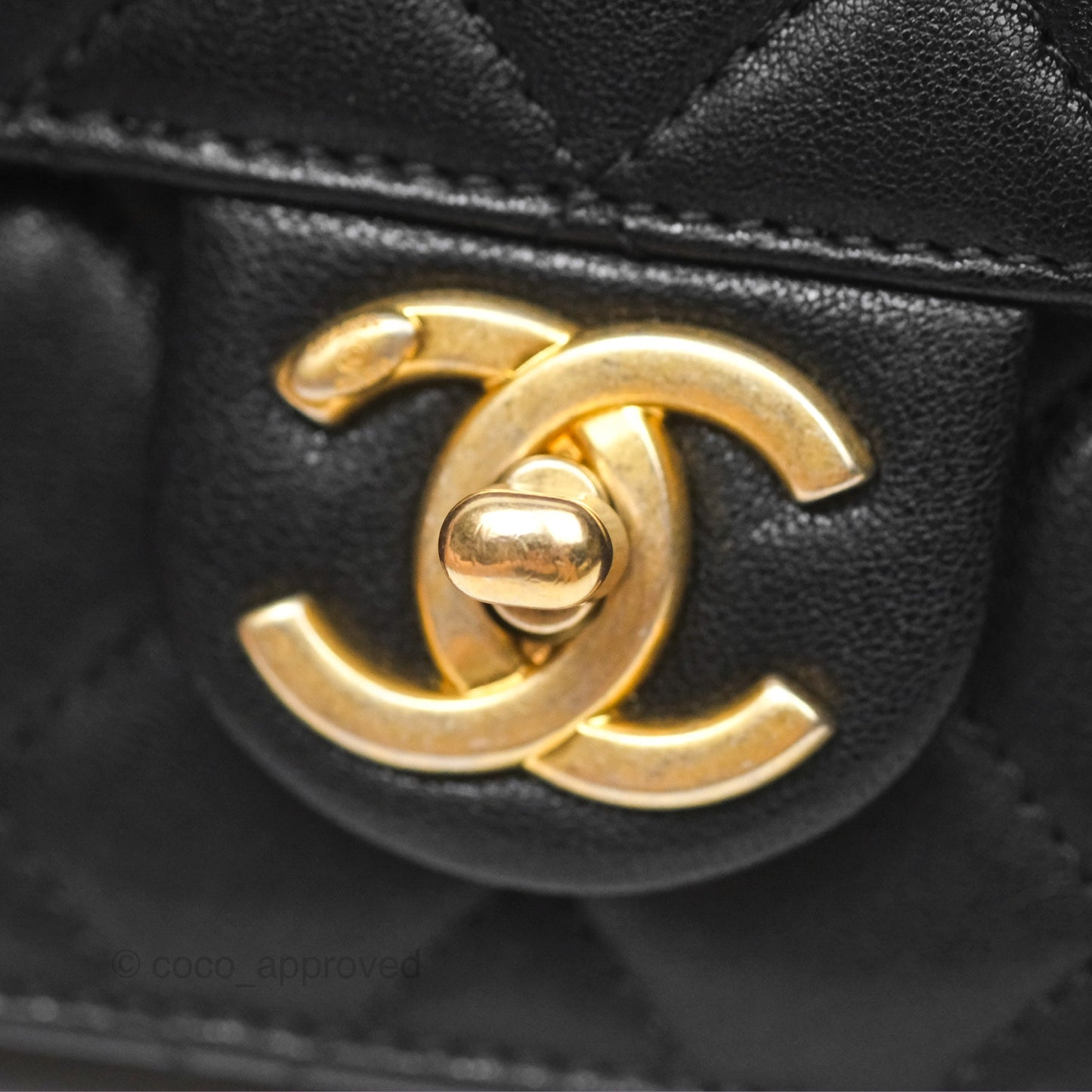 Chanel Small Chic Pearls Flap Quilted Black Goatskin Aged Gold Hardware