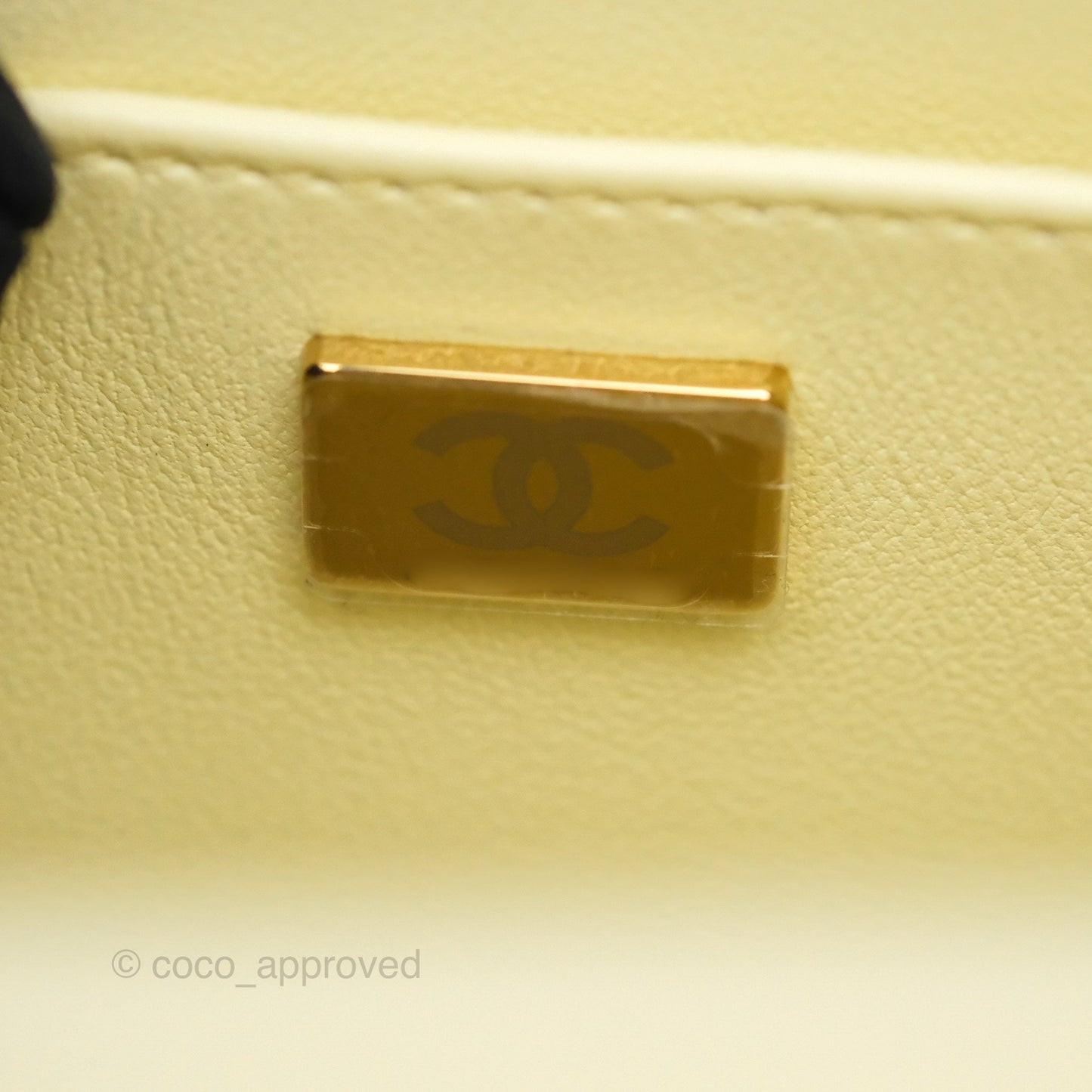 Chanel Crush Top Handle Flap Bag Yellow Lambskin Aged Gold Hardware